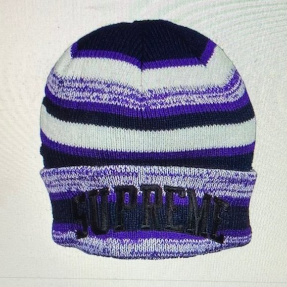 Supreme Heather Stripe Beanie NWT - *NFL -Ravens colors* - Picture 2 of 5